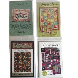 Quilt Patterns Bundle (4) Spring Fever Sweet Pea Paintbox Squares Moving Blocks